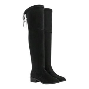 CUCCOO BIZCHIC Women's Classic Black Velvet Knee High Boots, Urban Style, Warm,